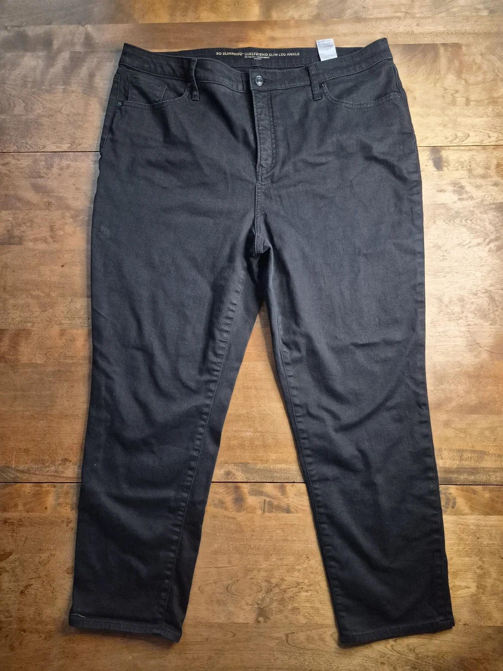 Chico's Jeans Womens 3 Black Cotton Denim Cropped Girlfriend Slimming Stretch